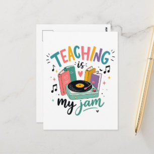 Carte Postale Prof Enseignement Rétro Est Mon Jam Disque Vinyle