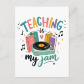Carte Postale Prof Enseignement Rétro Est Mon Jam Disque Vinyle (Devant)
