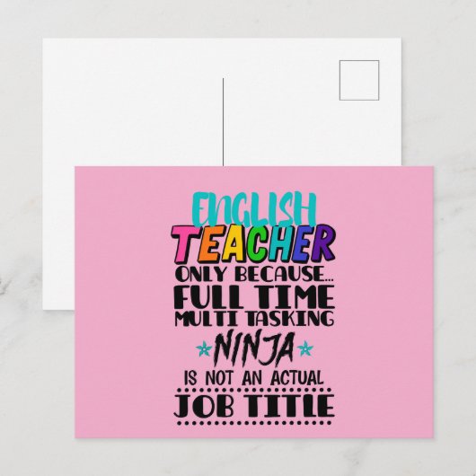 Carte Postale Professeur d'anglais uniquement parce que multitâc (Devant / Derrière)