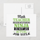 Carte Postale Professeur de mathématiques Multitâche Ninja pas d (Devant / Derrière)