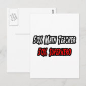 Carte Postale Professeur de mathématiques / Superhéros (Devant / Derrière)
