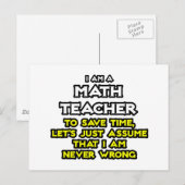 Carte Postale Professeur De Maths...Supposons Que Je Ne Me Tromp (Devant / Derrière)