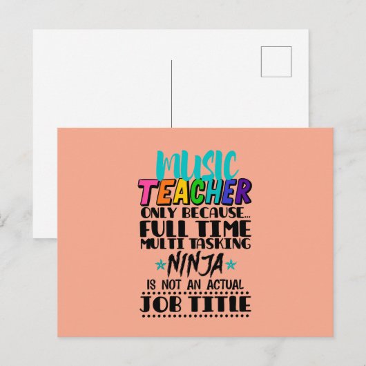 Carte Postale Professeur de musique uniquement parce que multi-t (Devant / Derrière)