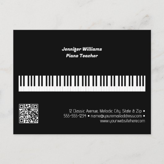 Carte Postale Professeur de piano professionnel Code QR de l'ent (Devant)