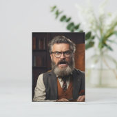 Carte Postale Professeur fou fou avec barbe (Debout devant)