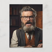 Carte Postale Professeur fou fou avec barbe (Devant)