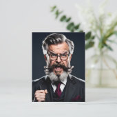Carte Postale Professeur fou fou avec barbe (Debout devant)