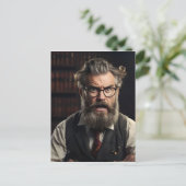 Carte Postale Professeur fou fou avec barbe (Debout devant)