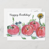Carte Postale Professeur Joyeux Anniversaire Pommes Rouges Fruit (Devant / Derrière)