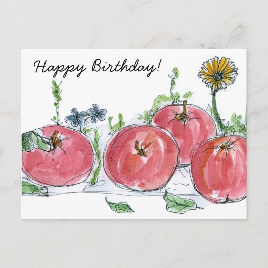 Carte Postale Professeur Joyeux Anniversaire Pommes Rouges Fruit (Devant)