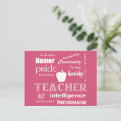 Carte Postale Professeur Pride+Design de texte blanc/rose (Debout devant)