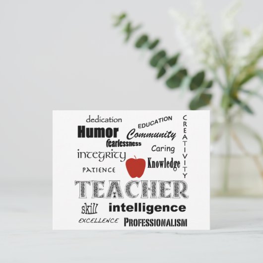 Carte Postale Professeur Pride+Pomme rouge/Conception de texte (Debout devant)