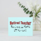 Carte Postale Professeur retraité "MAINTENANT J'AI 12 MOIS DE CO (Debout devant)