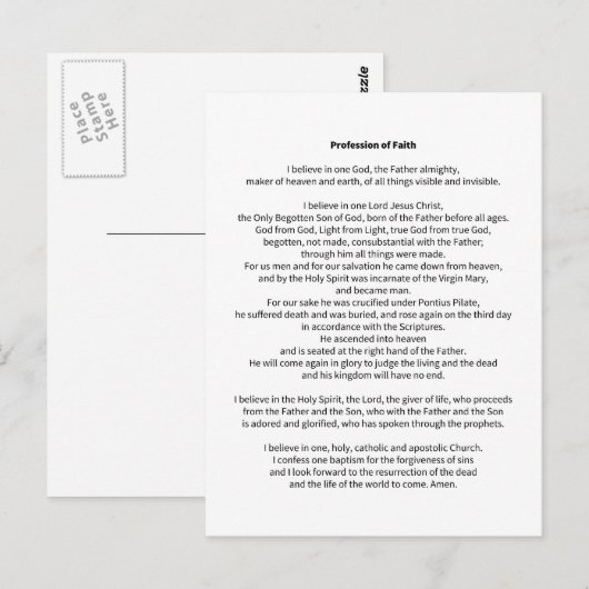 Carte Postale Profession de foi (Devant / Derrière)