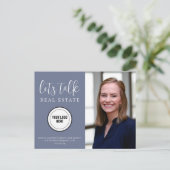 Carte Postale Professional Blue Coordonnées Photo Immobilier (Debout devant)