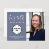 Carte Postale Professional Blue Coordonnées Photo Immobilier (Devant / Derrière)