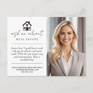 Carte Postale Professionnel Me Demandez-Moi À Propos Immobilier 