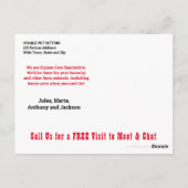 Carte postale professionnelle Cheval Sitter (Dos)