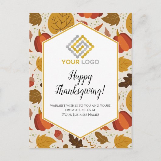 Carte postale professionnelle du logo Thanksgiving (Devant)