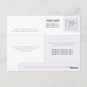 Carte postale professionnelle personnalisée avec l (Dos)