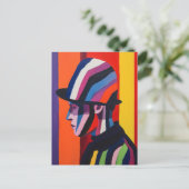 Carte Postale Profil abstrait avec chapeau melon (Debout devant)