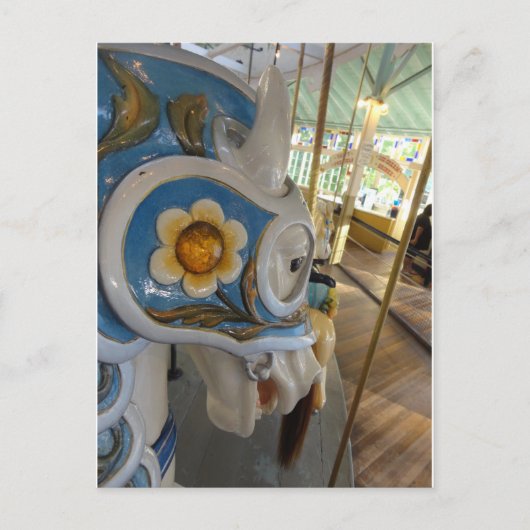 Carte Postale Profil de Cheval Bleu Blindé, Carrousel du parc Cr (Devant)