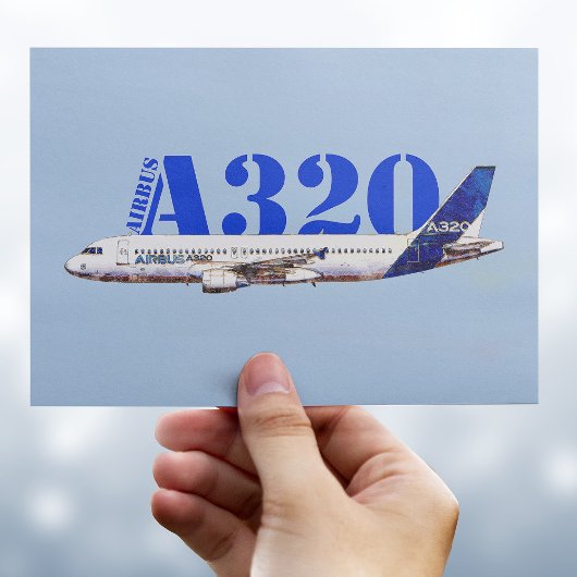 Carte Postale Profil de dessin d'aquarelle d'Airbus A320
