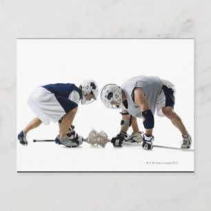 Carte Postale Profil de deux jeunes hommes jouant à la crosse