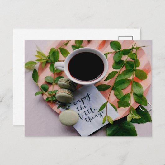 Carte Postale Profitez Des Petites Choses Café Cookies Paix (Devant / Derrière)