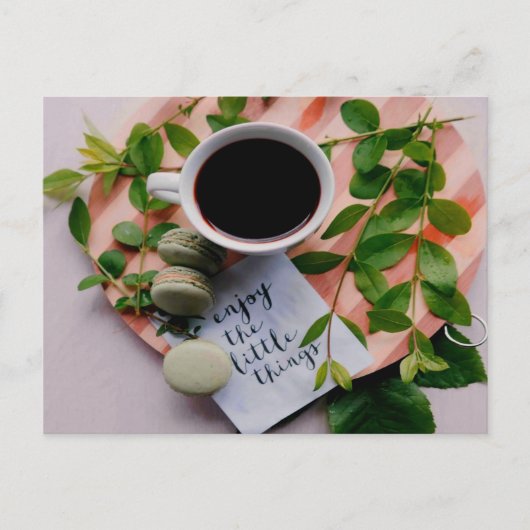 Carte Postale Profitez Des Petites Choses Café Cookies Paix (Devant)