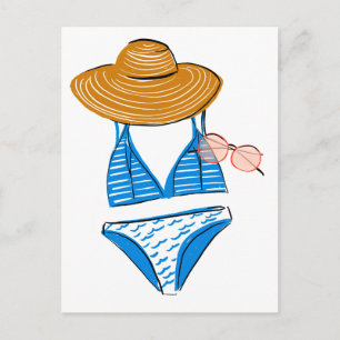 Carte Postale Profitez du soleil - maillot de bain bleu