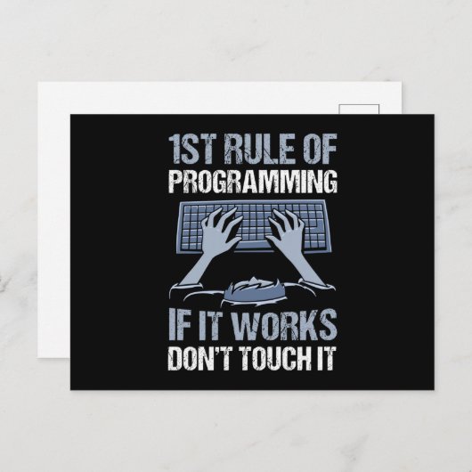 Carte Postale Programmation Si ça marche Ne touchez pas ça Drôle (Devant / Derrière)