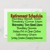 Carte Postale "Programme de retraite" Dons amusants (Devant / Derrière)