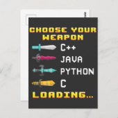 Carte Postale Programmeur Geek Java C Python Ordinateur IT Nerd (Devant / Derrière)