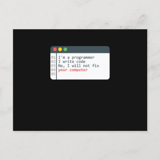 Carte Postale Programmeur HTML Coder ordinateur Programmation