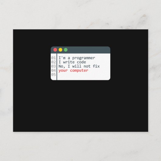 Carte Postale Programmeur HTML Coder ordinateur Programmation (Devant)