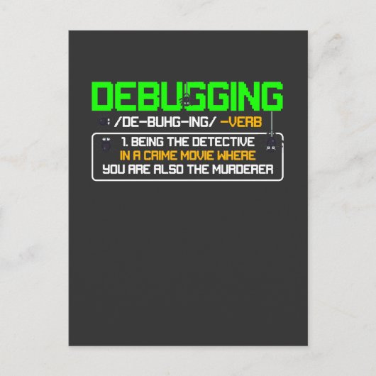 Carte Postale Programmeur informatique de définition de débogage (Devant)