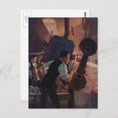 Carte Postale Projectioniste de cinéma, Vintage Business (Devant / Derrière)