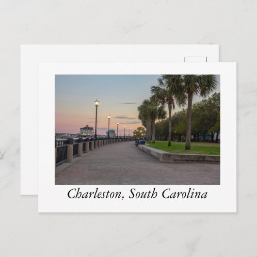 Carte Postale Promenade à Charleston, Caroline du Sud (Devant / Derrière)