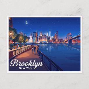 Carte Postale Promenade de Brooklyn Heights la nuit New York