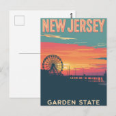 Carte Postale Promenade de la Côte du New Jersey au coucher du s (Devant / Derrière)