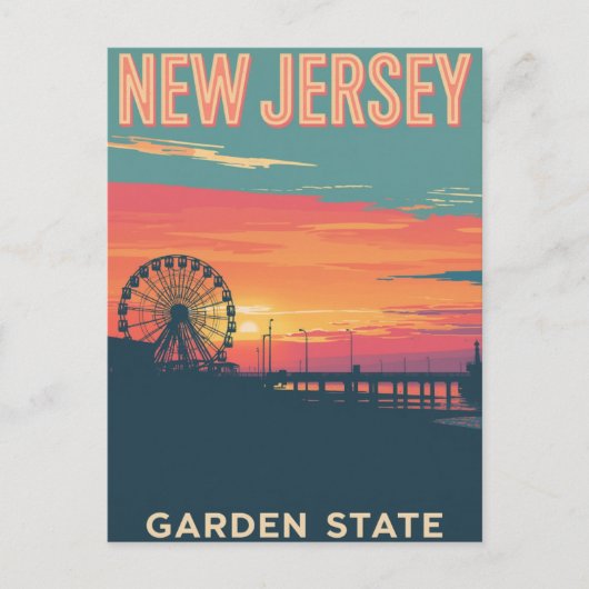 Carte Postale Promenade de la Côte du New Jersey au coucher du s (Devant)