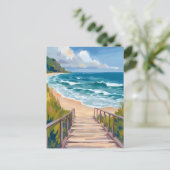 Carte Postale Promenade de l'Océan | Vagues de Plage Côtière (Debout devant)