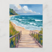 Carte Postale Promenade de l'Océan | Vagues de Plage Côtière (Devant)