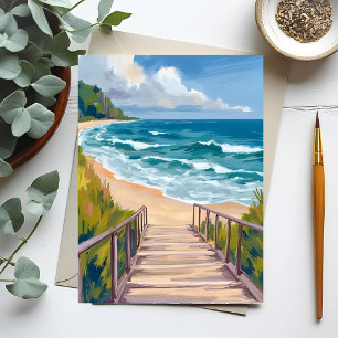 Carte Postale Promenade de l'Océan Vagues de Plage Côtière