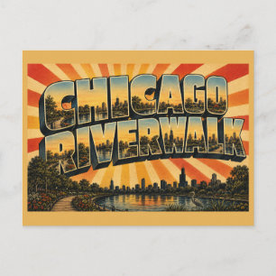 Carte Postale Promenade du bord de la rivière de Chicago Illinoi