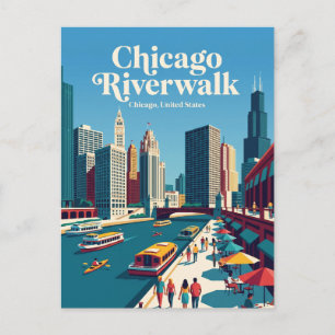 Carte Postale Promenade du Chicago Riverwalk Illinois