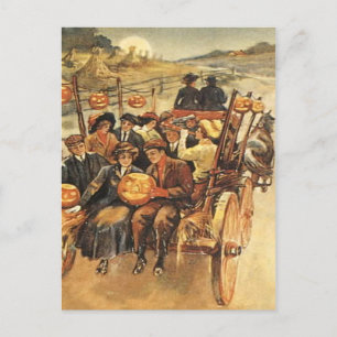 Carte Postale Promenade en Hayon Fantôme Jack O' Lantern Citroui