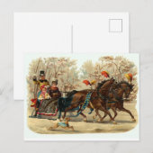 Carte Postale Promenade en traîneau de Noël vintage dans la neig (Devant / Derrière)