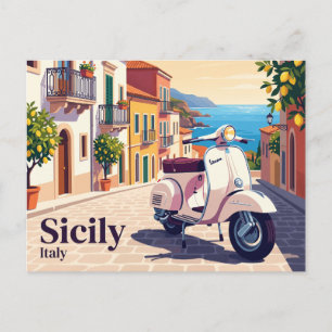 Carte Postale Promenade en Vespa à travers la Sicile Italie